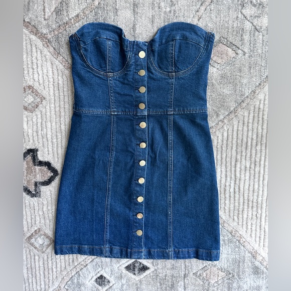 Reformation Nikki Strapless Bustier Denim Mini - Picture 3 of 9